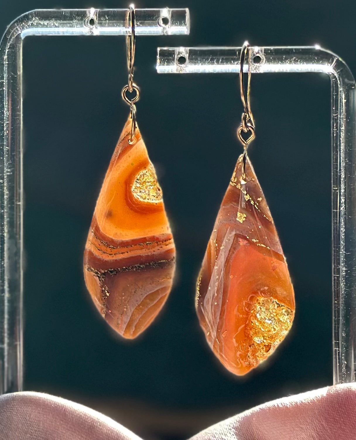 Amber Agate-Long Teardrop