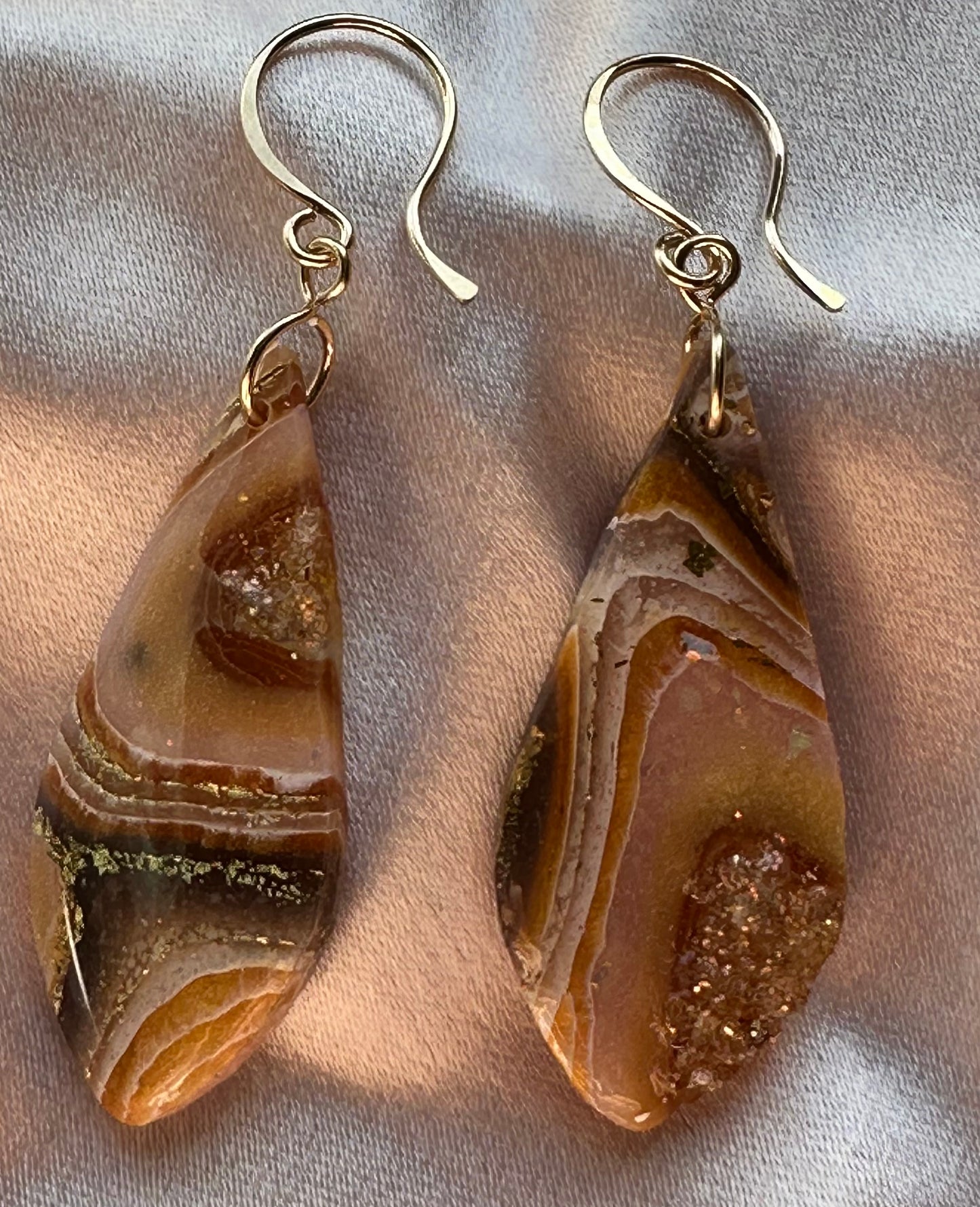 Amber Agate-Long Teardrop