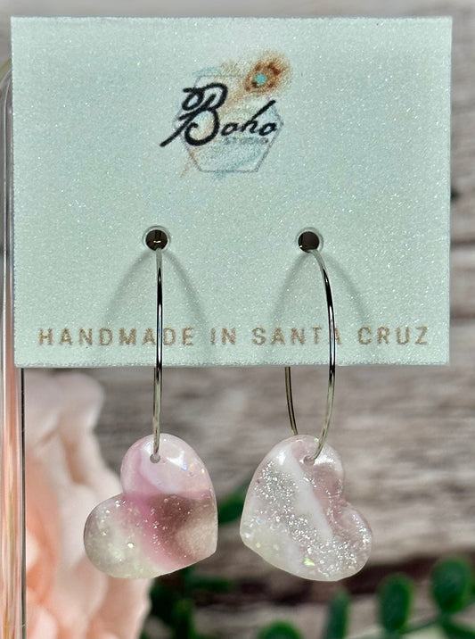 Love Spell / Silver Heart Hoops 1”
