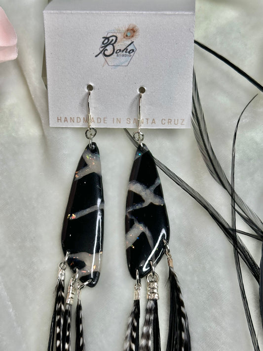 Onyx & Opal Feathered (6) Silver