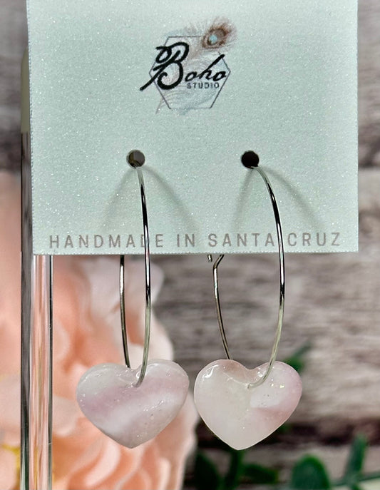 Love Spell / Silver Heart Hoops 1 1/4”