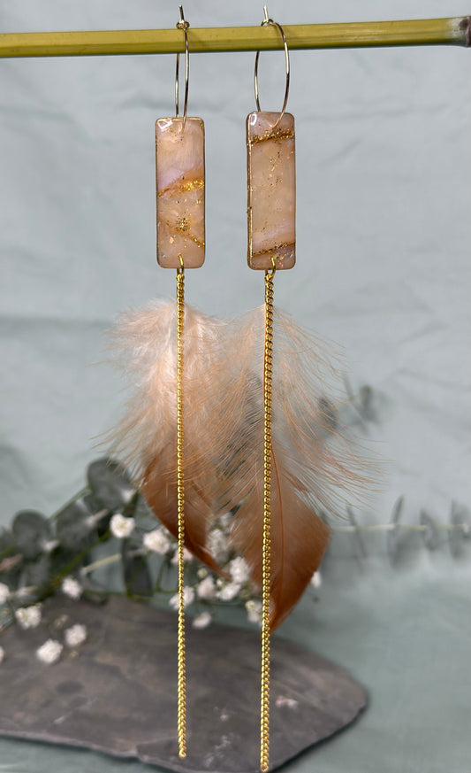 Golden Goddess-Hoop,Chain,Feather