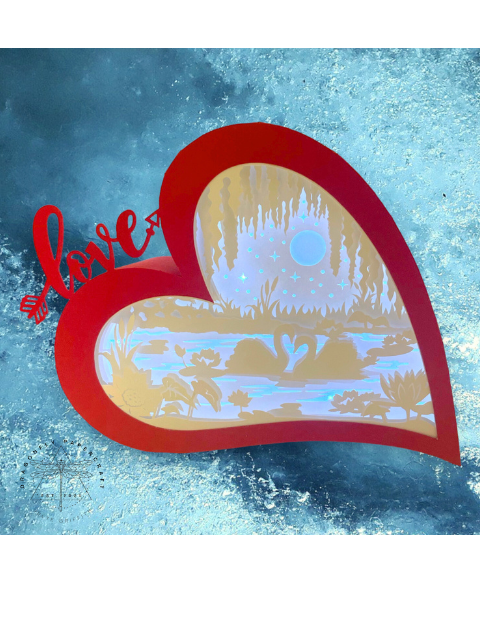 Valentines Light Box-Swans